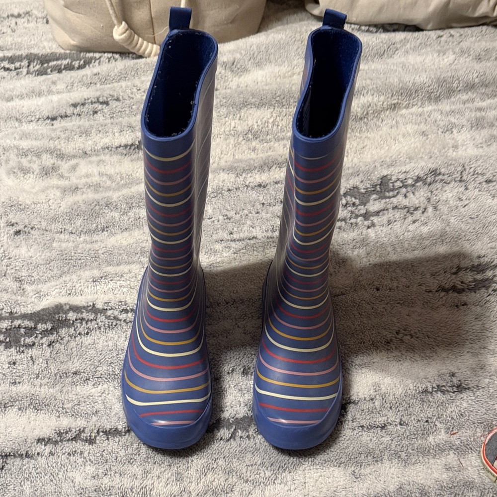 Striped Blue Rain Boots